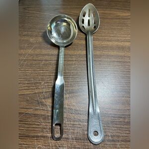 Stainless Steel Slotted Serving Spoon Long & Stainless Steel Ladle Soup Spoon